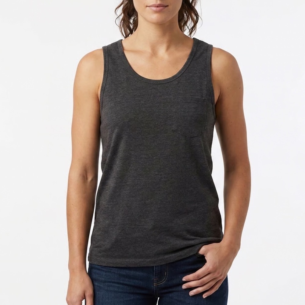 Blue Crown Mens Charcoal Gray Heathered Pocket Tank Top Size L
